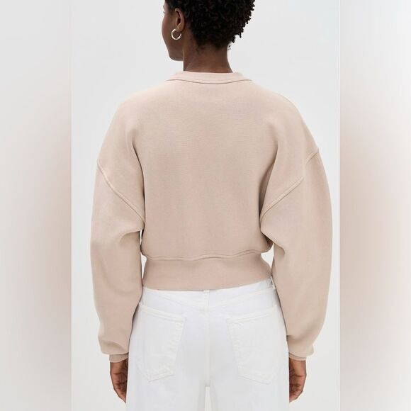 Agolde Women’s Size Small Tan Beige Kit Cropped French Terry Interior Sweatshirt - Picture 2 of 15